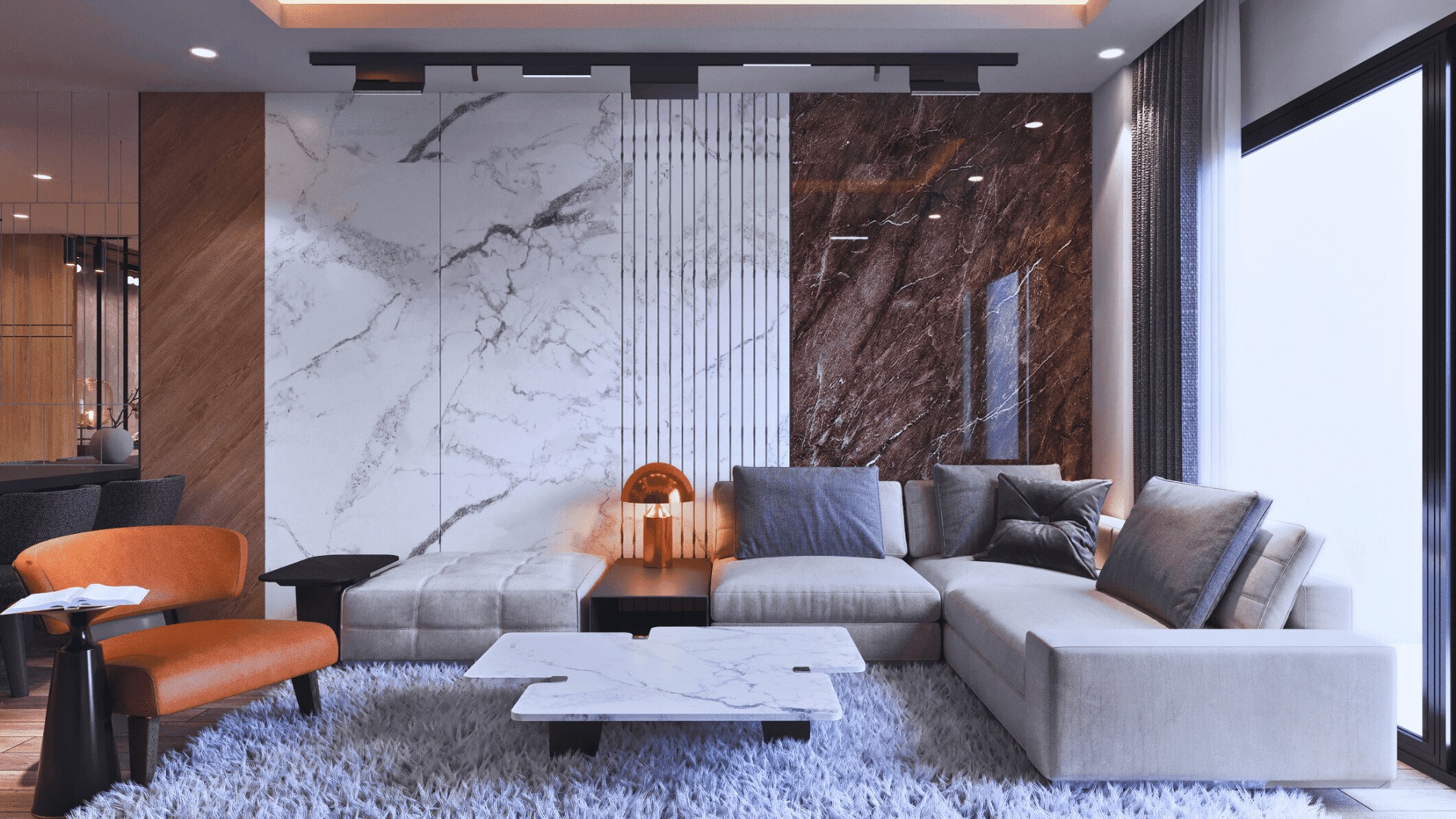 ماربل شیت برای بازسازی دیوار پذیرایی